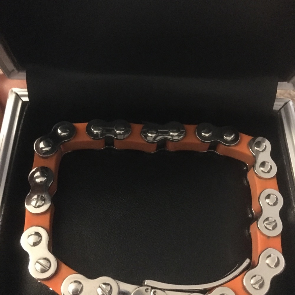 Orange and Stainless Steal  bracelet